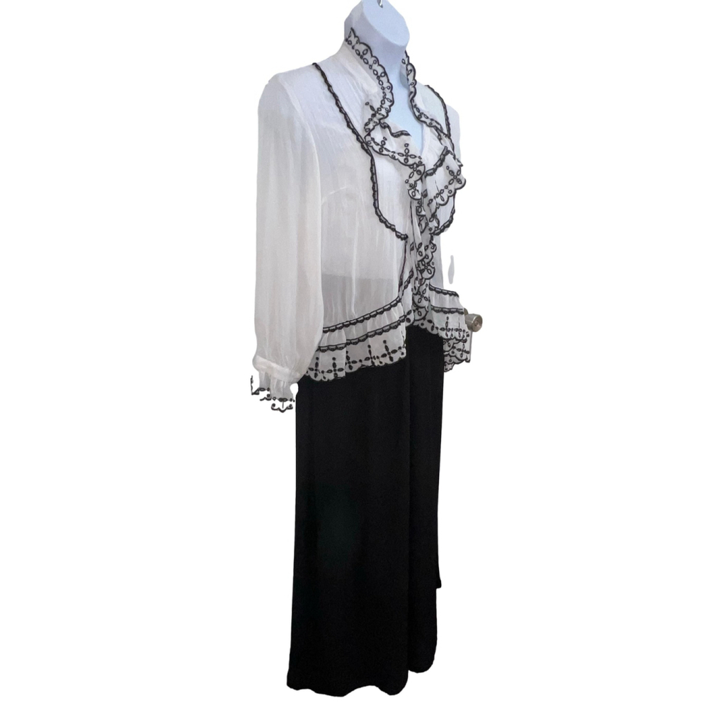Vintage Patra Women's Blouse tank top and Culottes Set, Size 14, White Black - Picture 2 of 6